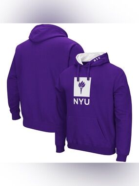 NWT NYU Violets Men’s Colosseum Arch & Logo 3.0 Pullover Hoodie~Purple~Large